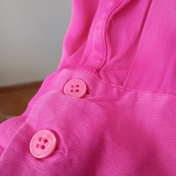 ZARA Hot Pink Button-Down Blouse Long Sleeve Satin Look - Size S - Picture 5 of 5
